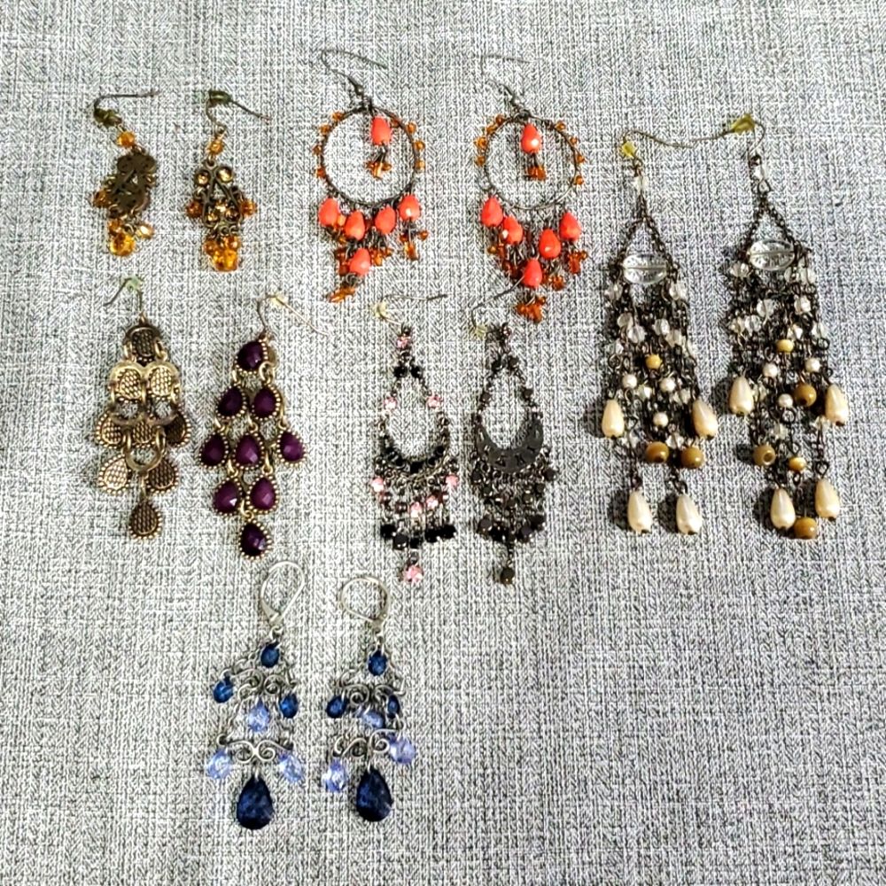 Chandelier earrings, 6-count lot